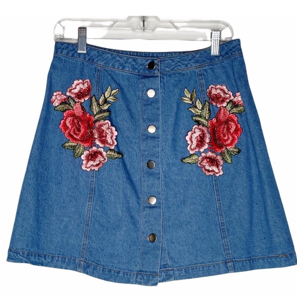 One the Land Denim Jean Mini Skirt